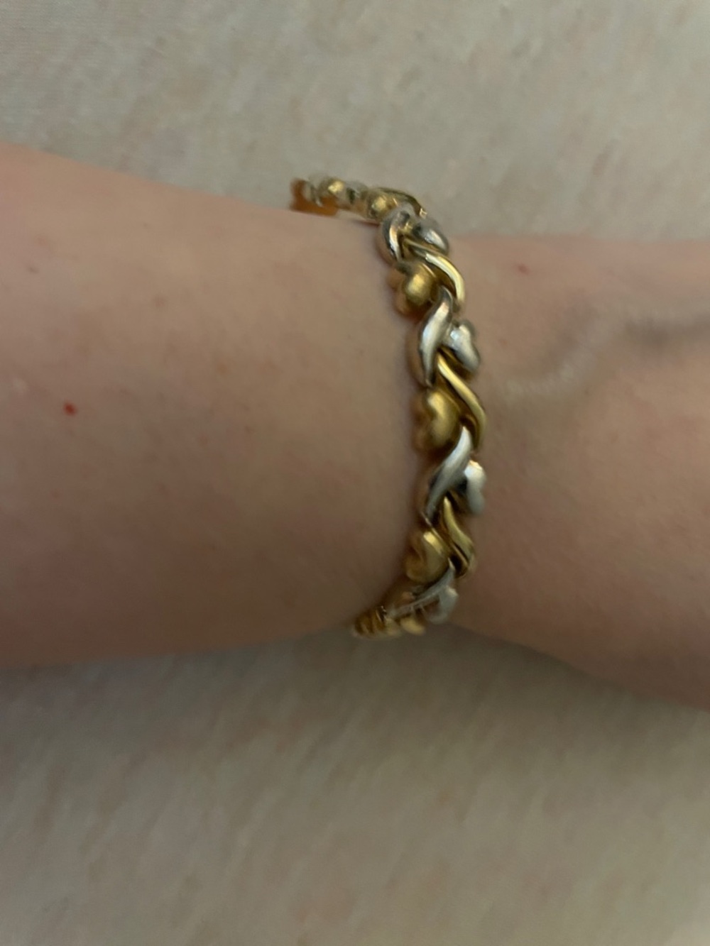 7" Two-Tone Chain Link Bracelet - Stamped FCL 14k Gold & Silver - Picture 8 of 8